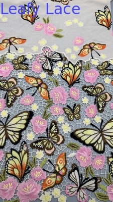 Polyester bordir bunga renda kain 3D Tekstil renda kain untuk gaun wanita