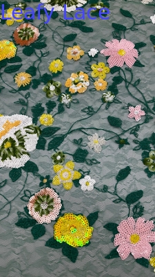 Warna Bunga Mawar Bunga Sequin Kain bordir untuk gaun DIY