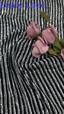 100% Polyester Daun Sequin bordir renda kain bersinar mewah untuk acara pesta pernikahan