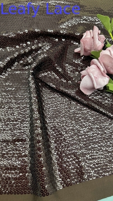 100% Polyester Daun Sequin bordir kain bersinar mewah untuk pakaian