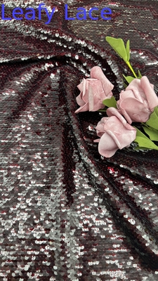 Perhiasan mewah 100% poliester berdaun Sequin bordir kain bersinar Sequin kain