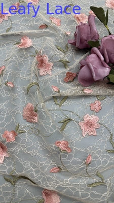 Daun bordir renda kain bunga elegan 100% kapas untuk pakaian