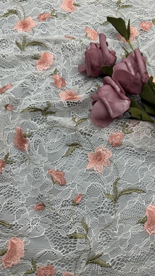 Bunga Elegant bordir renda kain pesta 100% kapas berkualitas tinggi gaya mewah