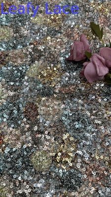 Berwarna-warni 100% gaya poliester Sequin kain bordir Untuk gaun fashion show