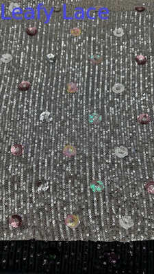 Daun mewah Sequin bordir renda kain 3D Bunga elegan kain bordir pernikahan