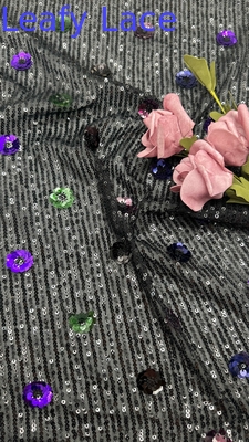 Daun mewah Sequin bordir renda kain 3D Bunga elegan kain bordir pernikahan