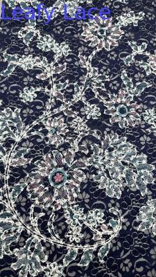 Custom Broderie renda kain elegan 3D bunga bordir mewah 100% kapas