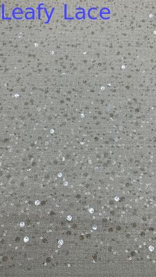 Kain renda Sequin yang indah Berkilau Kain renda bordir Daun berkualitas tinggi