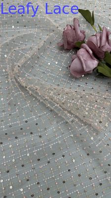 Kain Suqin bordir Lusiate Sequin bordir renda Kain Daun Mewah Pesta Pernikahan Kain