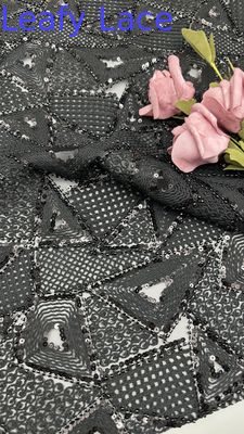 Daun 3D Bunga renda kain bordir kain elegan dan bernafas Sequin renda kain mewah kain kesempatan