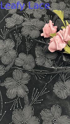 Perhiasan 3D Kain renda bunga Kain bordir elegan dan bernapas Kain renda Sequin Kain acara mewah