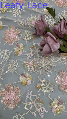 Sequin kain bordir daun Sequin bunga bernafas Sequin renda kain mewah kain acara