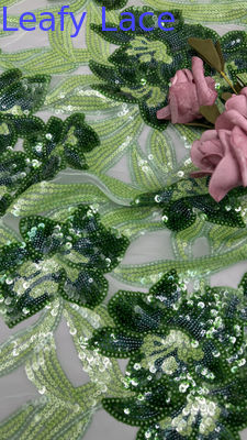 100% Polyester 3D Kain Bunga Sequin Elegant Shine Mesh Lace Kain Mewah Pesta Malam Kain