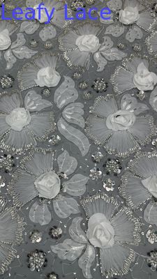 Perhiasan renda renda berbalut mesh Sequin bunga elegan Sequin renda kain mewah kain kesempatan