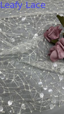 Kain Sequin bordir yang bersinar Kain renda Crochet Kain acara malam