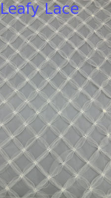 Kain renda Chantilly Prancis Bernafas Plaid Sequin Mesh renda Kain Daun
