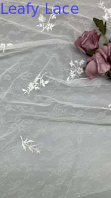 Tulle Mesh Kain Sequin bersinar Daun Baru Koleksi Bunga renda Kain Pesta
