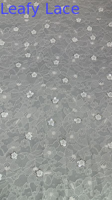 Kain renda Chantilly Prancis Putih renda Sequin mewah untuk gaun malam dan desain mode