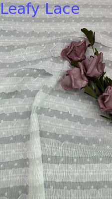 Kain renda pleated Mesh renda bernapas untuk gaun fashion kain daun mewah acara malam