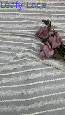 Tulle Mesh Fabric Lace Fabric Pleated Fabric untuk Garment Couture dan Desain Mode