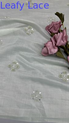 Leafy Tulle Mesh Fabric Lace Fabric Sequin Metallic Koleksi Baru untuk Garments Evening Dressing Design