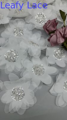 Kain renda Chantilly Prancis untuk Mesh Breathe 3D-Floral Premium renda Sequin Kain Mewah
