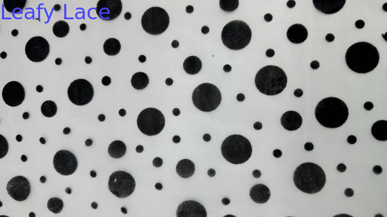 Printed Lace Fabric Spotted Patten Mesh Ground Untuk Gaun Napas Desain