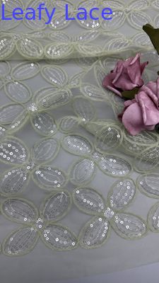 Empat Clover Leaf Sequin Kain bordir untuk gaun bernafas gaun pengantin wanita