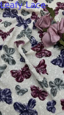 Kain Bordir Payet Kupu-Kupu Jaring Renda Koleksi Baru untuk Pakaian Gaun Desain Mode