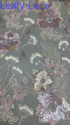 Koleksi Baru Sequin kain bordir Flower Mesh Ground untuk Pakaian Gaun Desain Fashion