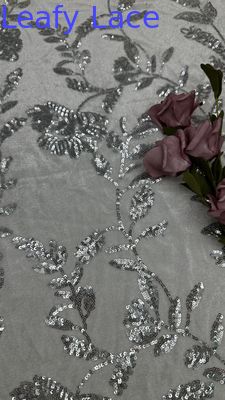 Renda Payet Berdaun dengan Keanggunan Tersebar Bertemu Payet Halus Gla Emosi Tekstur untuk Gaun Mode Tinggi Kustom