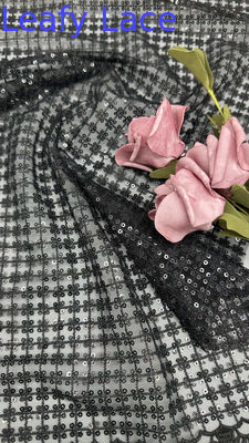 Kain hitam Sequin bordir Mesh tanah mewah dan berani untuk menarik mata malam dan gaun gala