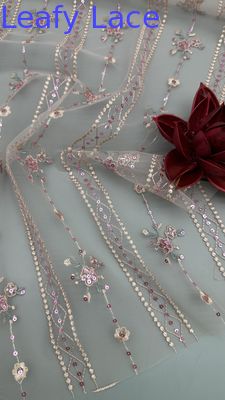 Renda Tulle Prancis dengan Jaring Ultra Halus Payet untuk Pakaian Formal dan Malam Pernikahan yang Terinspirasi Couture