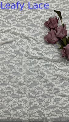 Renda Bordir Warna Putih Untuk Pola Bunga Elegan 100% Poliester Untuk Gaun Megah dan Romantis