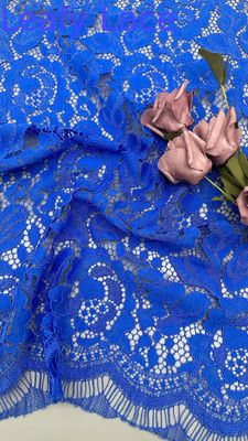 Blue renda kain bordir Pola bunga Laser hollow-up Untuk pesta gaun pakaian
