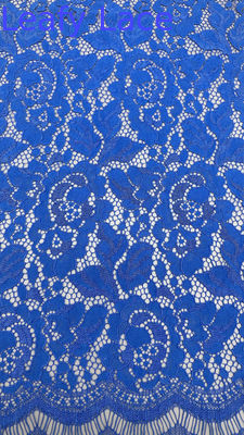 Blue renda kain bordir Pola bunga Laser hollow-up Untuk pesta gaun pakaian