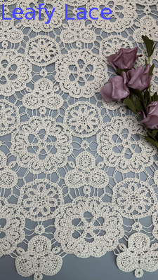 Kain renda bertali dan polyester kapas untuk gaun pengantin