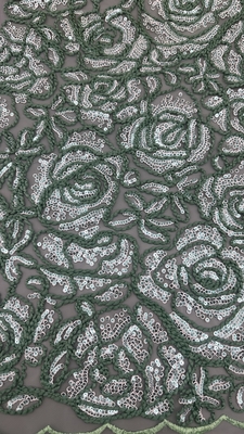 Sequin Kain renda bordir 3D Desain bunga Kain khusus untuk gaun