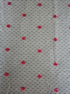 Kain Payet Polka Dot Hitam Merah Untuk Garmen Day Dress