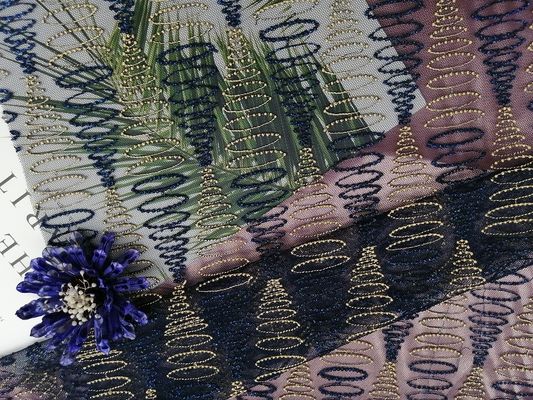 Yard Bordir Renda Kain Jaring Geometris Untuk Gaun Anak Perempuan