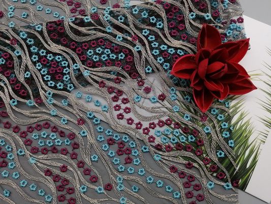 49 inch Berwarna 3D Kain Renda Bunga Mewah Untuk Gaun Wanita