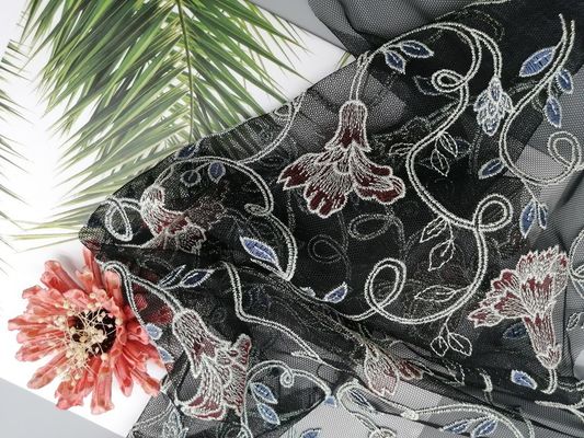Gaun Wanita Kain Renda Bordir Bunga Untuk Pakaian Wanita