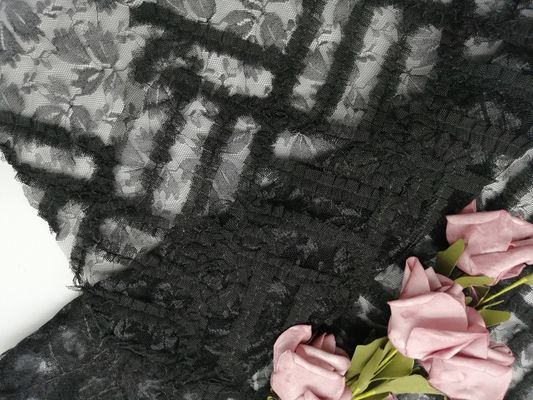 Tulle Mesh Bordir Kain Renda Applique Bunga Hitam