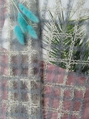Kain Bordir Applique Lurex Geometris Biru 125CM