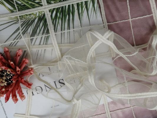 Kain Renda Bordir Geometris Bahan Renda Putih Untuk Gaun