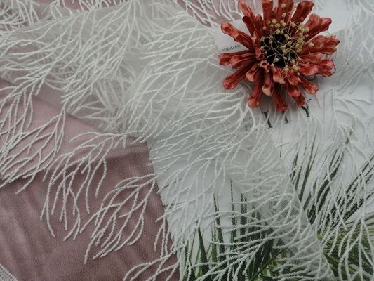 Kain Renda Bordir Corded Kain Renda Pernikahan Putih