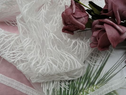 Kain Renda Bordir Corded Kain Renda Pernikahan Putih