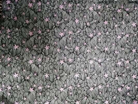 Pink Star Pattern Bordir Kain Renda Bersih Untuk Pakaian Wanita