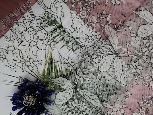 Tone - Kain Pakaian French Chantilly Floral Tone White Black