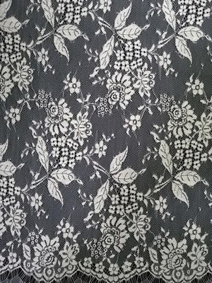 Tone - Kain Pakaian French Chantilly Floral Tone White Black